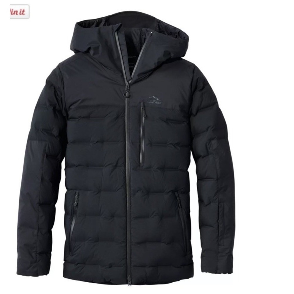 L.L. Bean Men's Sz XL Wind Challenger Stretch Down Hooded Jacket Midnight Black